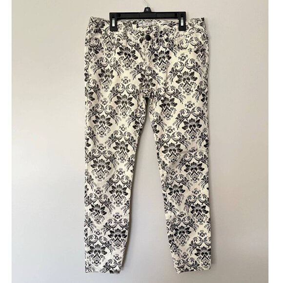 Free People Womens jeans size 26 Baroque printed skinny jeans cream black - Picture 3 of 6
